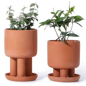 NEW 2 Terracotta Planters with Trays